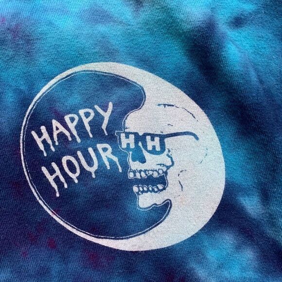 Happy Hour Blue Tie Dye T-shirt Blue Moon Unisex Short Sleeve Crewneck Medium - Picture 5 of 9